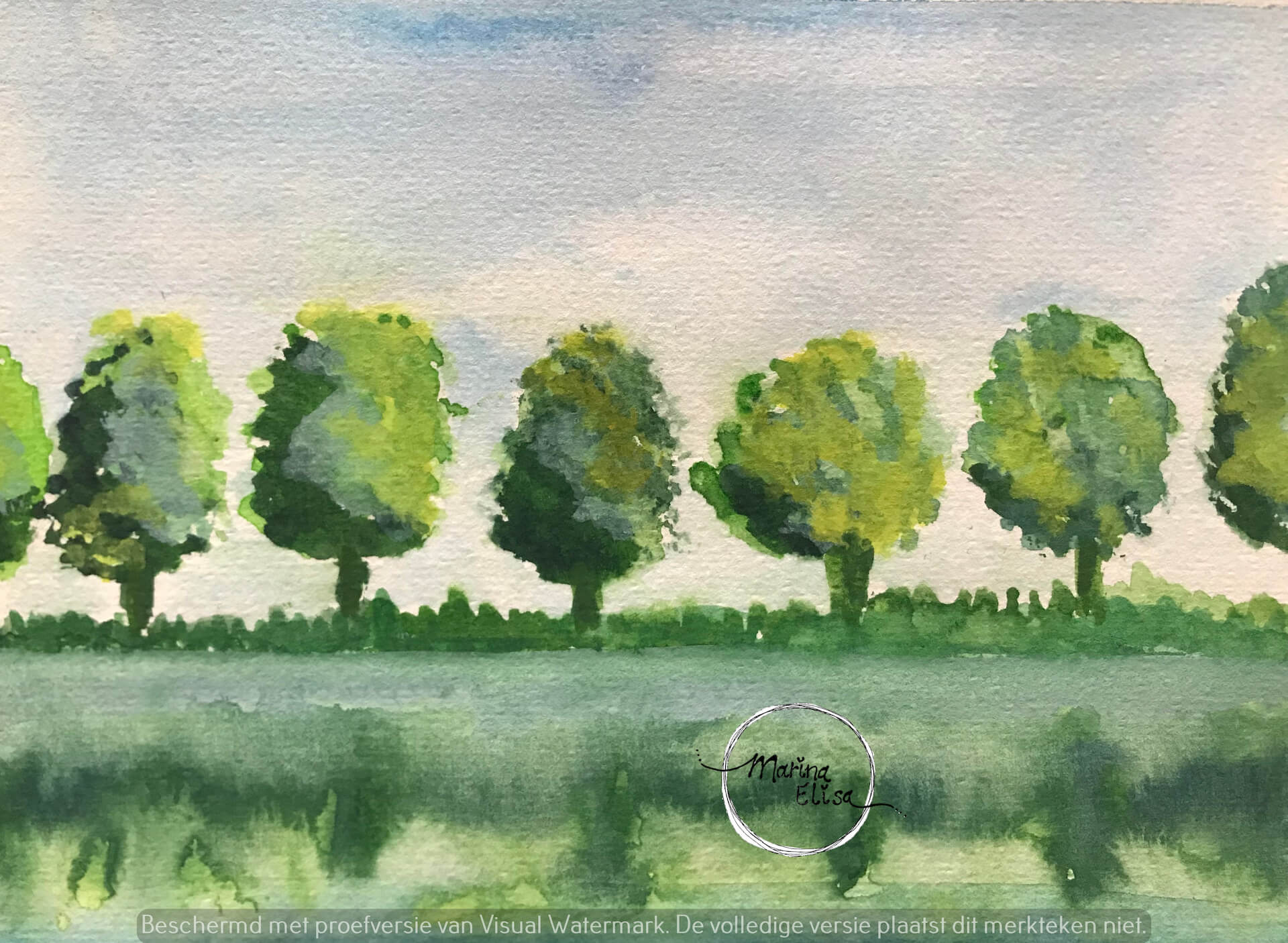 Aquarel | Bomen Groen