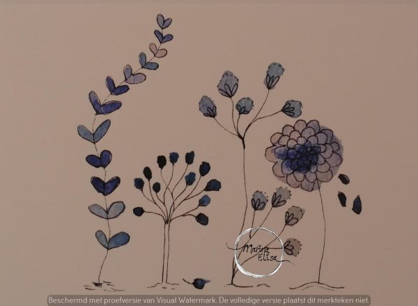 Marina Elisa pentekening bloem blauw
