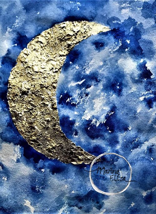 Aquarel | Gouden Maan