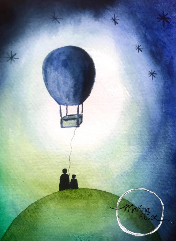 Aarde Ballon Aquarel