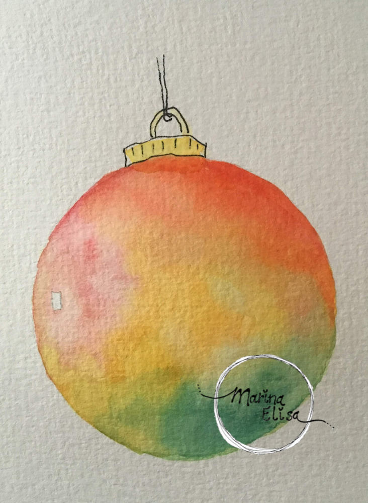 Aquarel | Kerstbal Meerkleurig