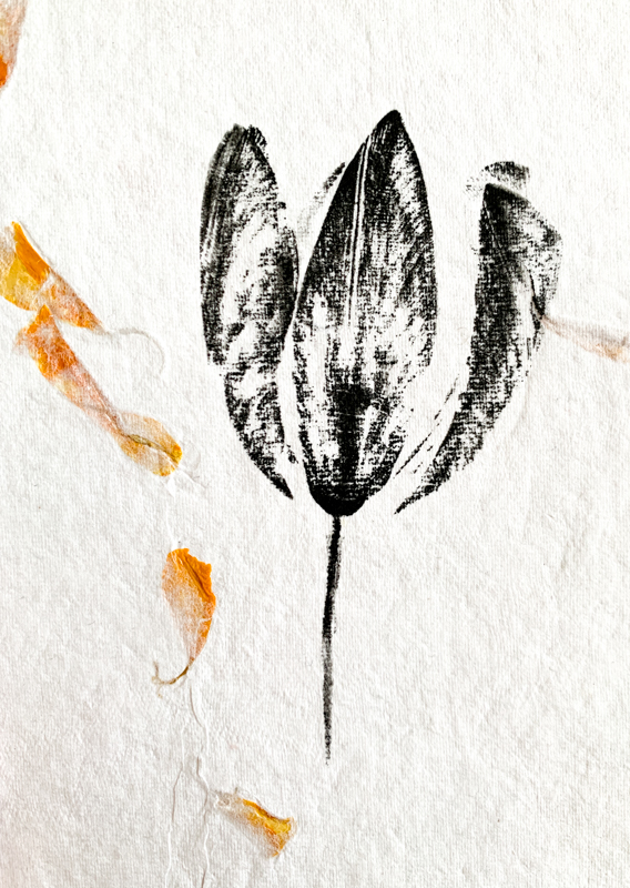 tulp monoprint handgemaakte wenskaart