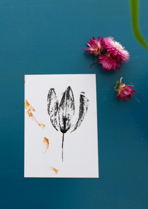 tulp monoprint handgemaakte wenskaart